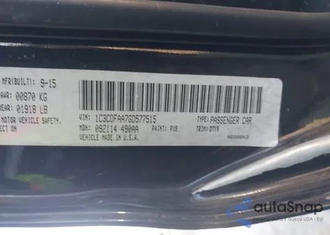 2016 Dodge Dart Se z USA, uszkodzony, nr VIN 1C3CDFAA7GD577515